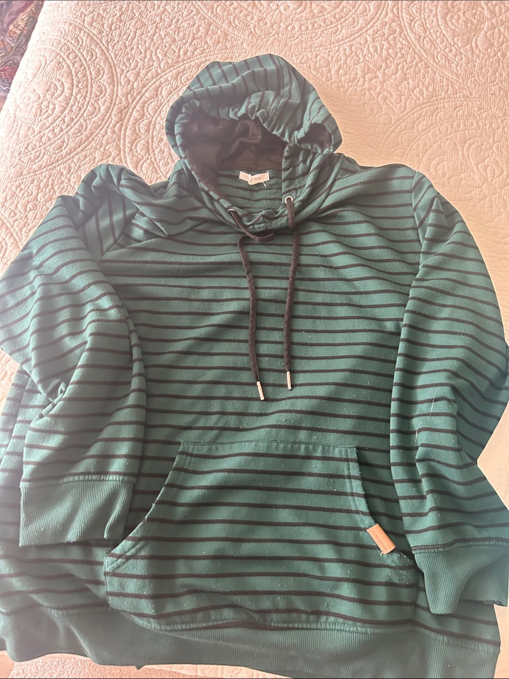Maurices Forest Green and Black Striped Hooded Sweatshirt